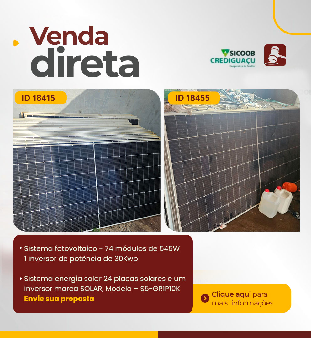 Venda direta - sistemas fotovoltaicos